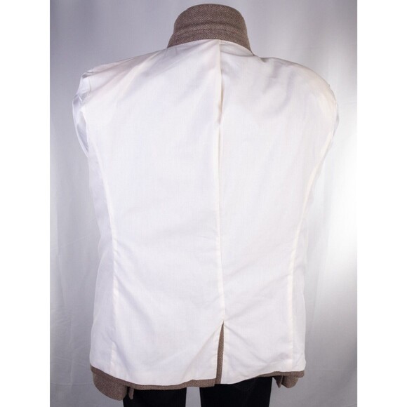 Topman Herringbone Beige Blazer Sport Coat Jacket Size 42R 3-Button Extra Slim - Picture 14 of 15